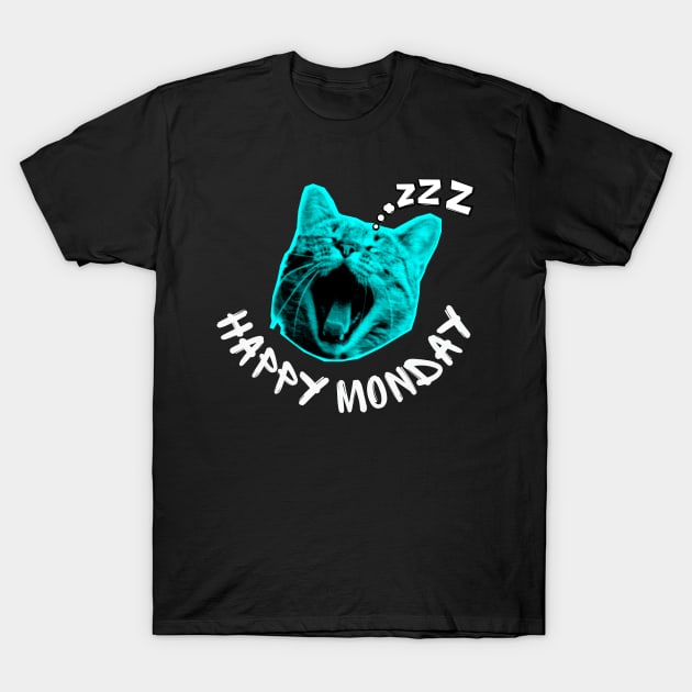 Happy Monday Sleepy Cat T-Shirt by Yelda